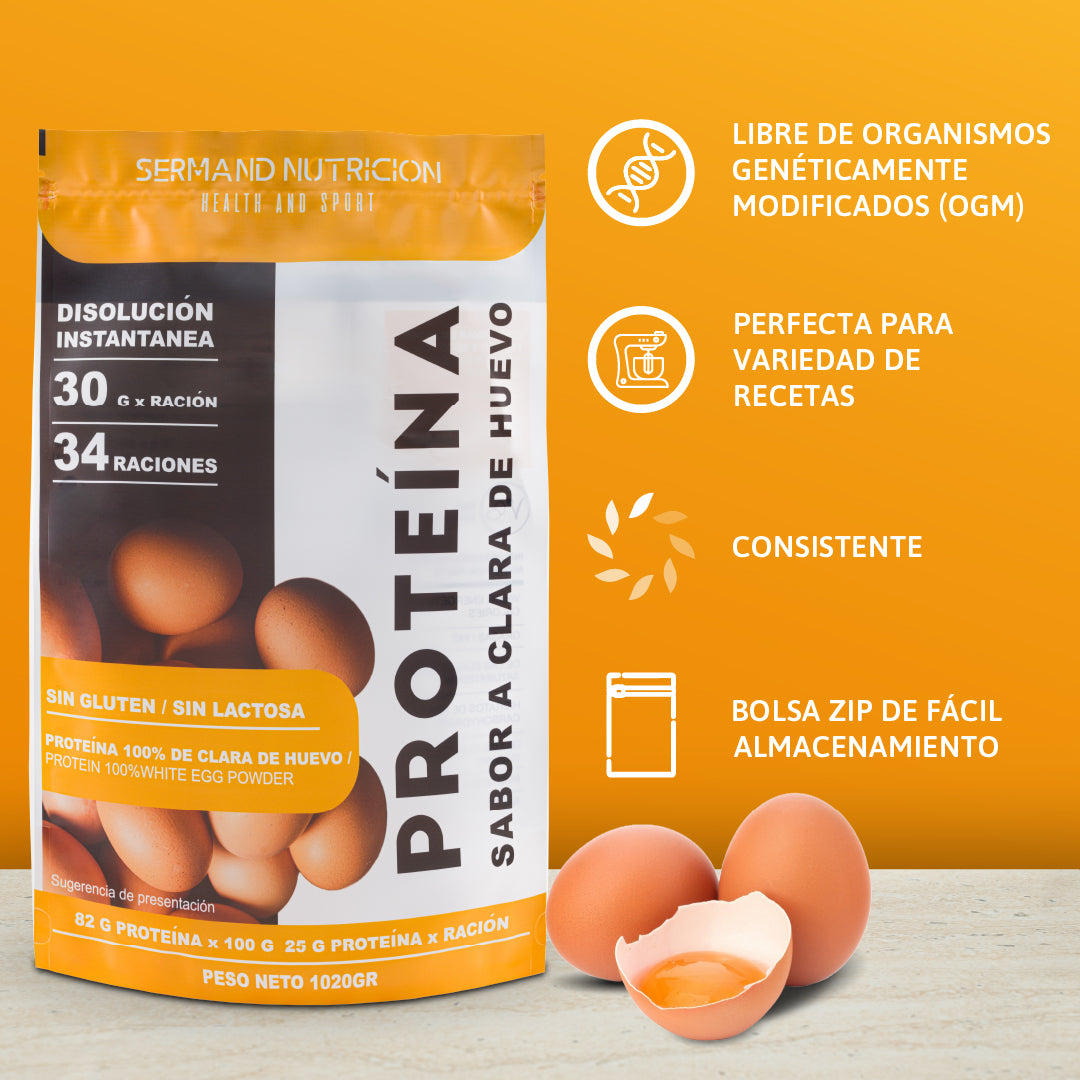 Beneficios de la proteína de clara de huevo Sermand: libre de OGM, con bolsa zip y perfecta para recetas