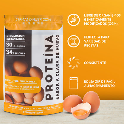 Beneficios de la proteína de clara de huevo Sermand: libre de OGM, con bolsa zip y perfecta para recetas